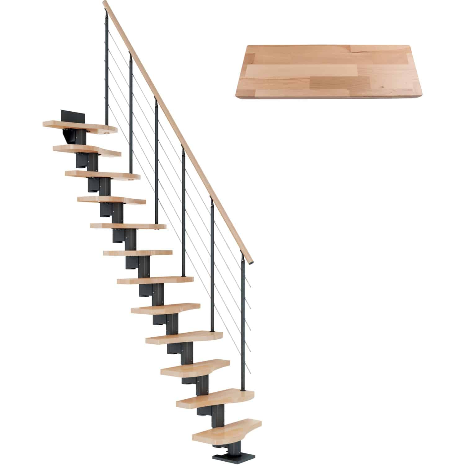 Dolle Mittelholmtreppe Basel Buche Anthrazit GH bis 299 cm Variabel 64 cm FSC