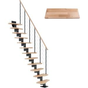 Dolle Mittelholmtreppe Basel Buche Anthrazit GH bis 315 cm Variabel 64 cm FSC