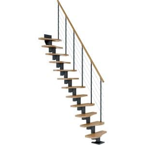 Dolle Mittelholmtreppe Basel Eiche Anthrazit GH bis 276 cm Variabel 64 cm FSC
