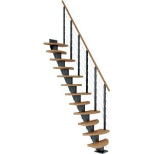 Dolle Mittelholmtreppe Berlin Eiche Anthrazit GH bis 270 cm Variabel 64 cm FSC
