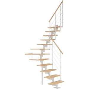 Dolle Mittelholmtreppe Boston 1/4gew. Stufen Buche Metall Weiß FSC®