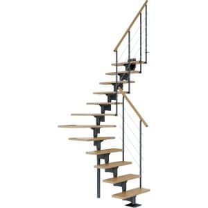 Dolle Mittelholmtreppe Boston 1/4gew. Stufen Eiche Metall Anthrazit FSC®