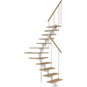 Dolle Mittelholmtreppe Boston 1/4gew. Stufen Eiche Metall Weiß FSC®