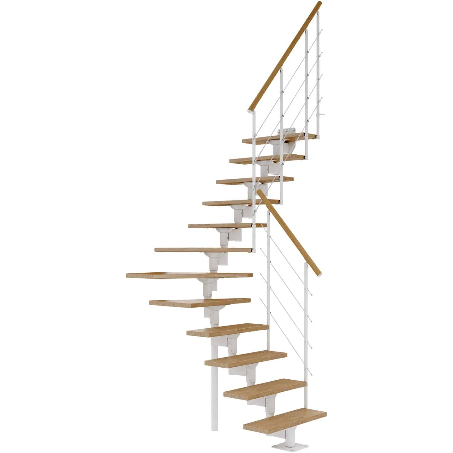 Dolle Mittelholmtreppe Boston 1/4gew. Stufen Eiche Metall Weiß FSC®