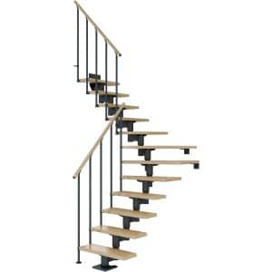 Dolle Mittelholmtreppe Cork Ahorn Anthrazit GH b. 292cm 1/4 Gewendelt 75 cm FSC