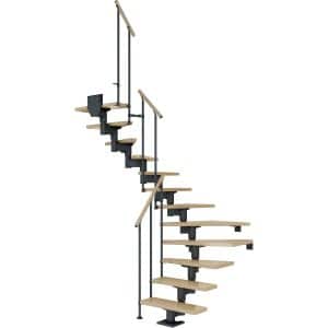 Dolle Mittelholmtreppe Cork Ahorn Anthrazit GH b. 337cm 1/2 Gewendelt 75 cm FSC