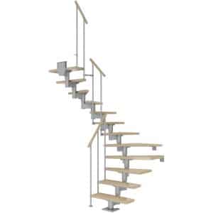 Dolle Mittelholmtreppe Cork Ahorn Perlgrau GH b. 270 cm 1/2 Gewendelt 75 cm FSC