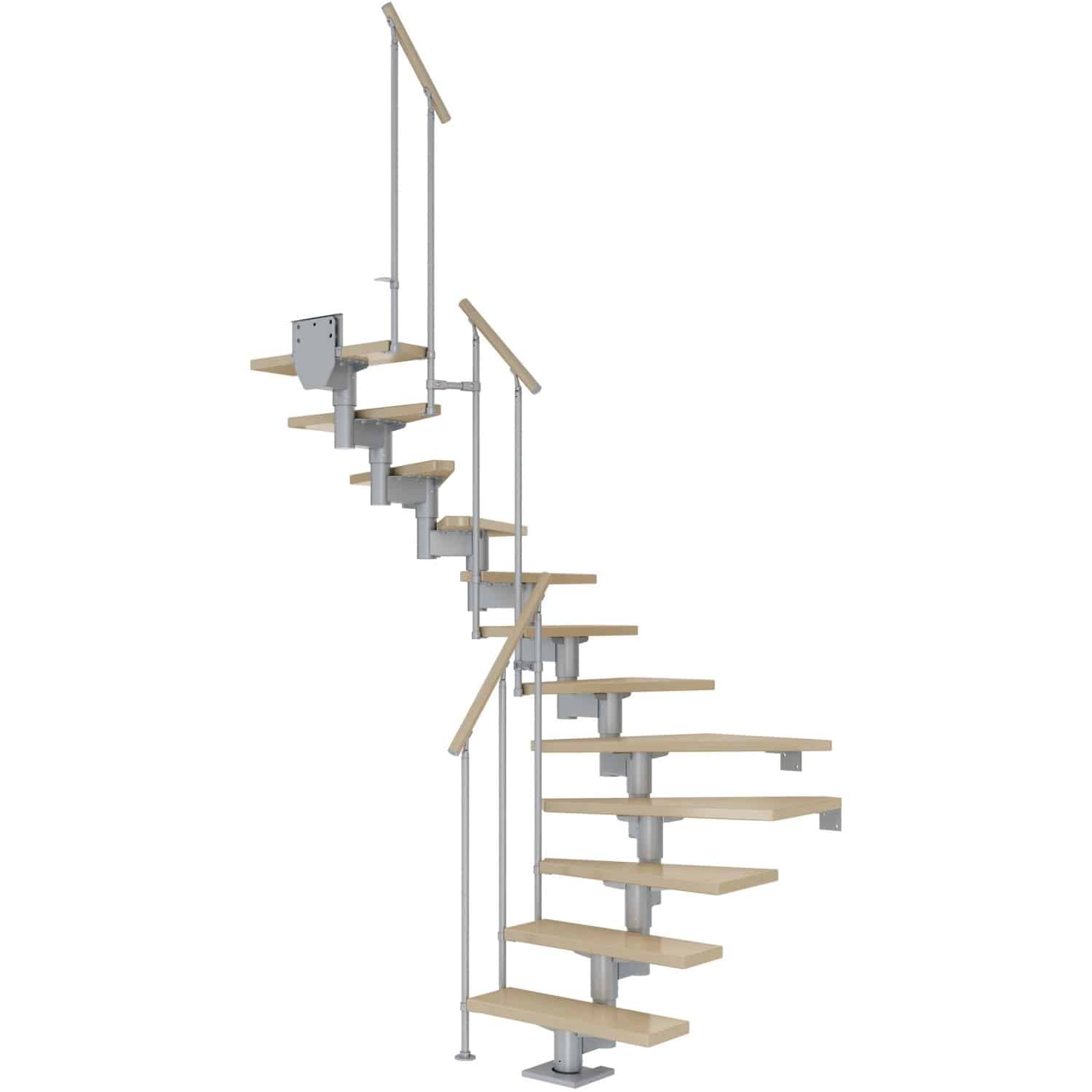 Dolle Mittelholmtreppe Cork Ahorn Perlgrau GH b. 270 cm 1/2 Gewendelt 75 cm FSC
