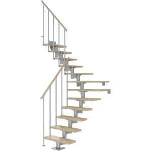 Dolle Mittelholmtreppe Cork Ahorn Perlgrau GH b. 315 cm 1/4 Gewendelt 75 cm FSC