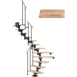 Dolle Mittelholmtreppe Cork Buche Anthrazit GH b. 292cm 1/2 Gewendelt 75 cm FSC