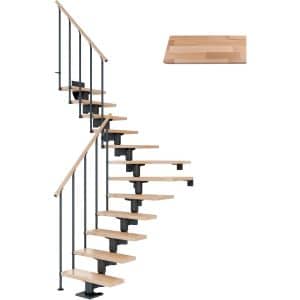 Dolle Mittelholmtreppe Cork Buche Anthrazit GH b. 292cm 1/4 Gewendelt 75 cm FSC
