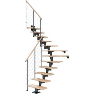 Dolle Mittelholmtreppe Cork Buche Anthrazit GH b. 315cm 1/4 Gewendelt 75cm FSC