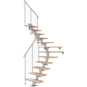 Dolle Mittelholmtreppe Cork Buche Perlgrau GH b. 270 cm 1/4 Gewendelt 75 cm FSC