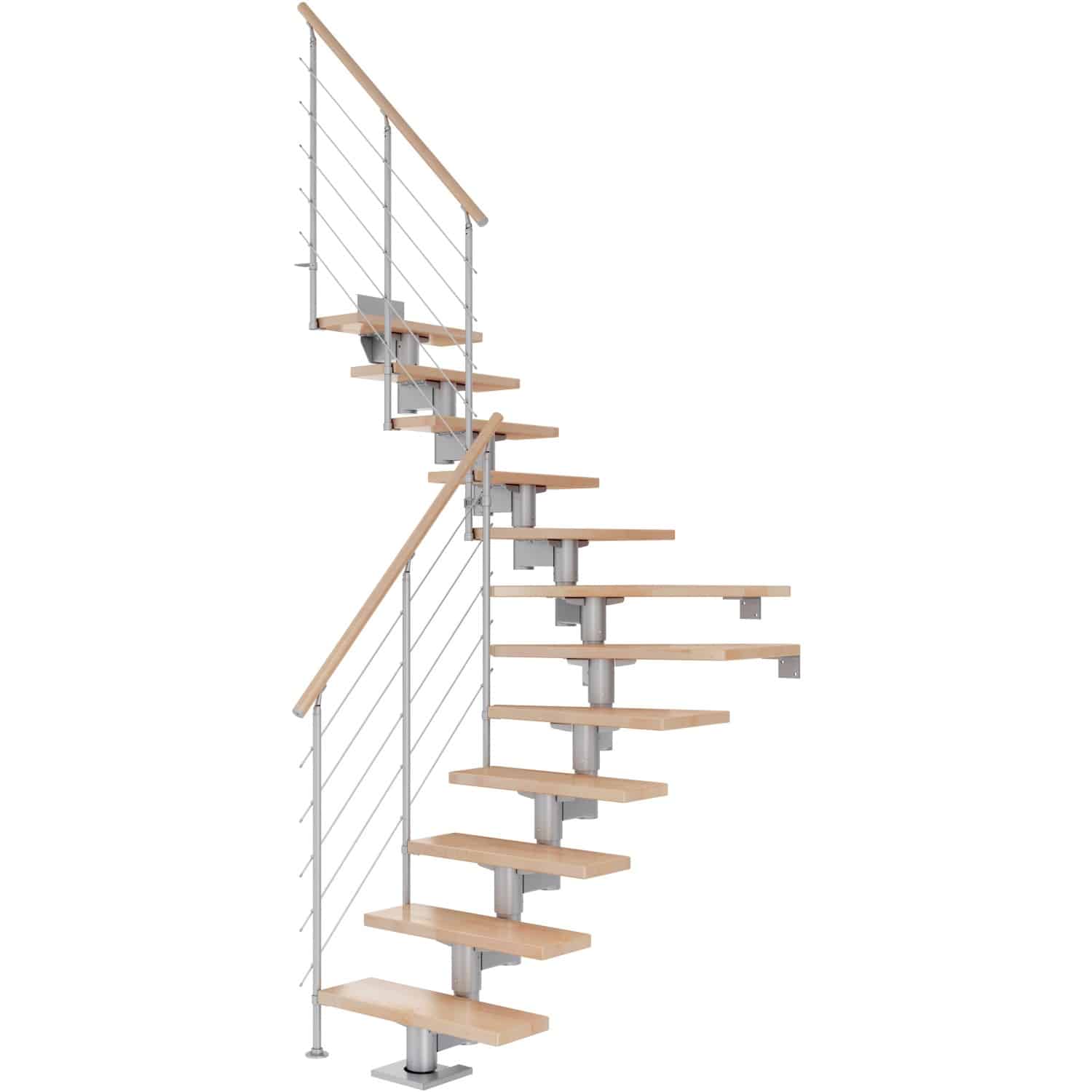 Dolle Mittelholmtreppe Cork Buche Perlgrau GH b. 270 cm 1/4 Gewendelt 75 cm FSC