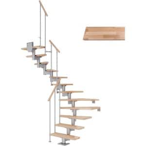 Dolle Mittelholmtreppe Cork Buche Perlgrau GH b. 292 cm 1/2 Gewendelt 75 cm FSC
