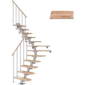 Dolle Mittelholmtreppe Cork Buche Perlgrau GH b. 337 cm 1/4 Gewendelt 75 cm FSC
