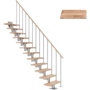 Dolle Mittelholmtreppe Cork Buche Perlgrau GH bis 270 cm Gerade 75 cm FSC