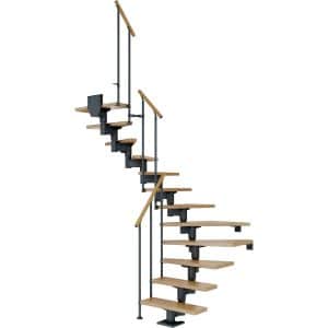 Dolle Mittelholmtreppe Cork Eiche Anthrazit GH b. 292cm 1/2 Gewendelt 75 cm FSC