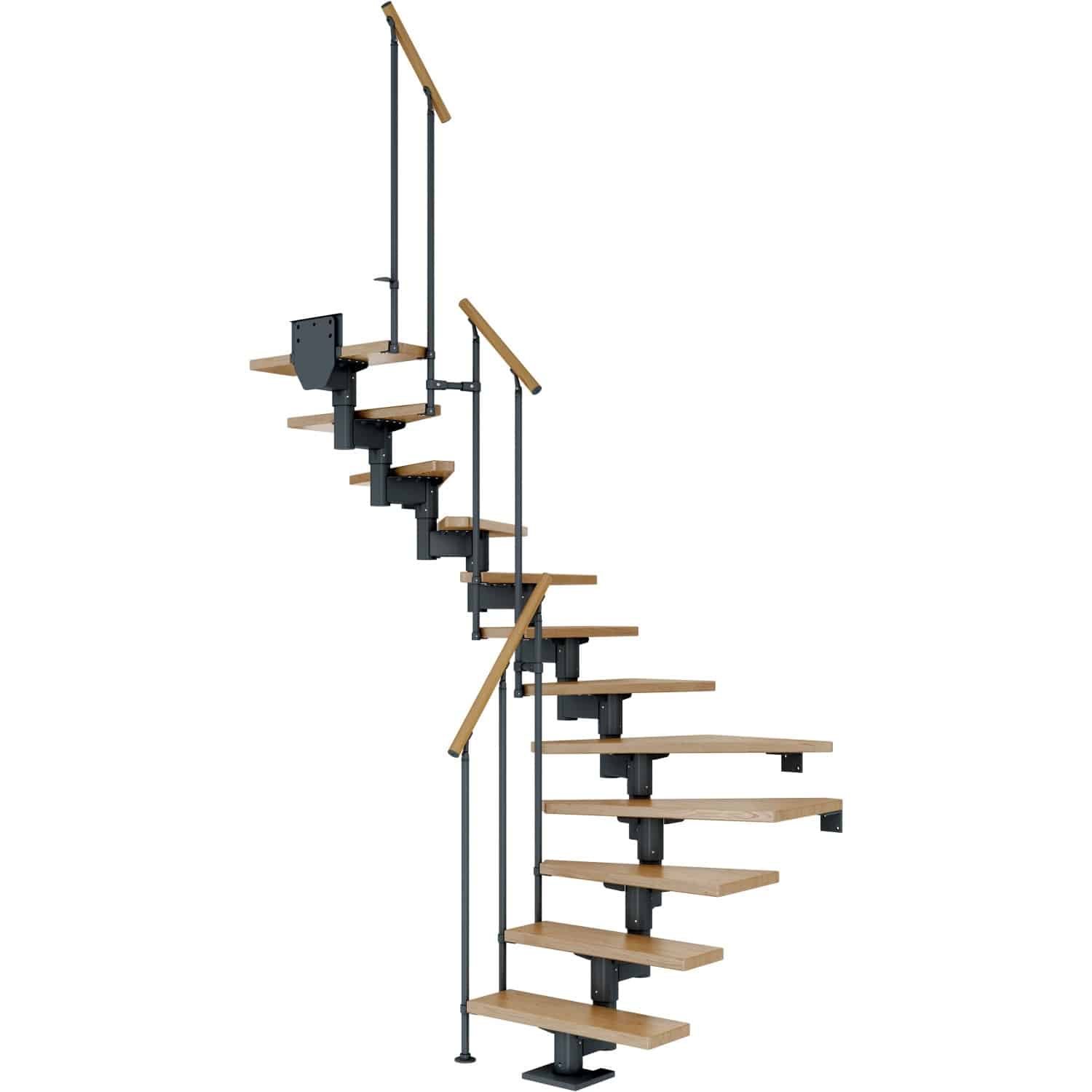 Dolle Mittelholmtreppe Cork Eiche Anthrazit GH b. 292cm 1/2 Gewendelt 75 cm FSC