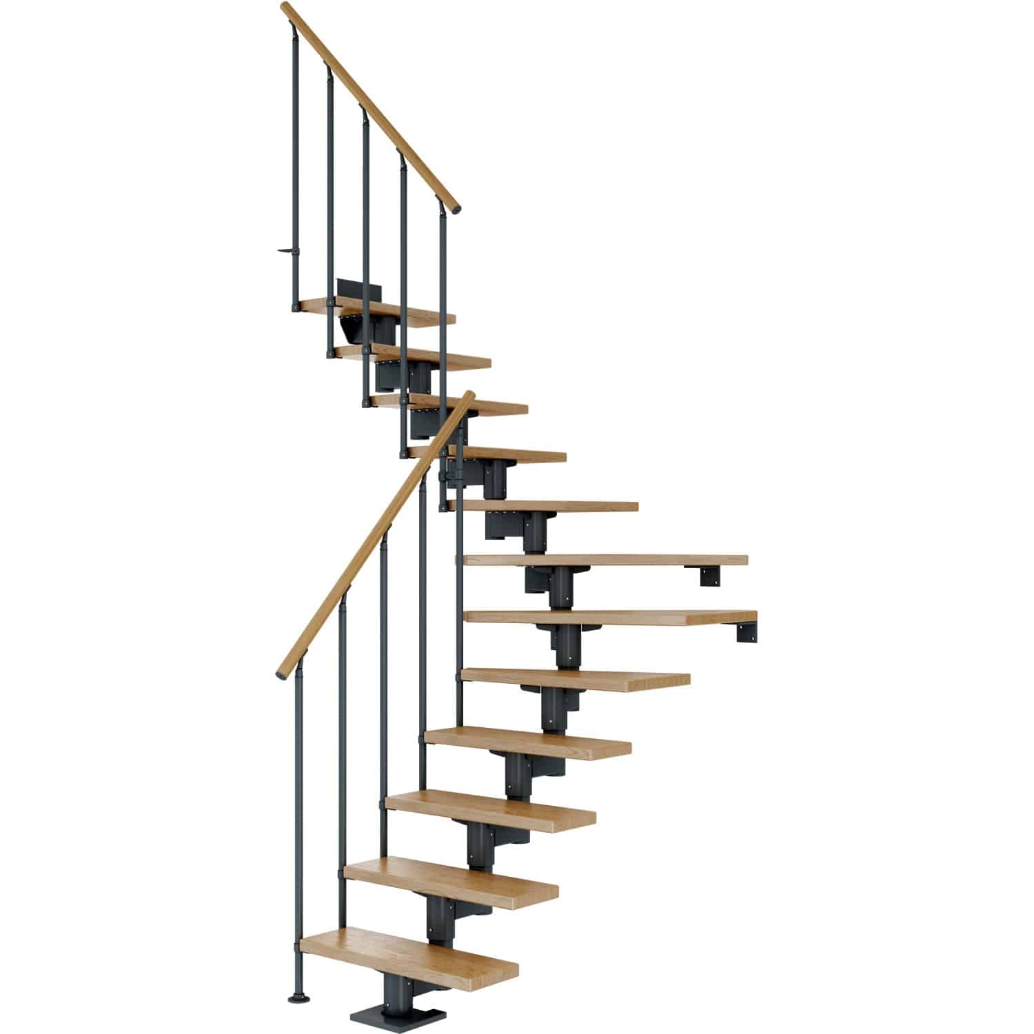 Dolle Mittelholmtreppe Cork Eiche Anthrazit GH b. 292cm 1/4 Gewendelt 75 cm FSC