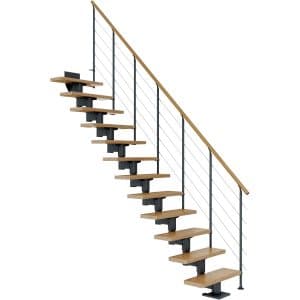 Dolle Mittelholmtreppe Cork Eiche Anthrazit GH bis 270 cm Gerade 75 cm FSC