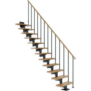 Dolle Mittelholmtreppe Cork Eiche Anthrazit GH bis 315 cm Gerade 75 cm FSC