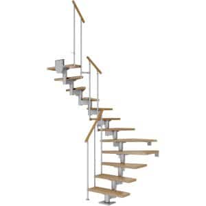 Dolle Mittelholmtreppe Cork Eiche Perlgrau GH b. 270 cm 1/2 Gewendelt 75 cm FSC