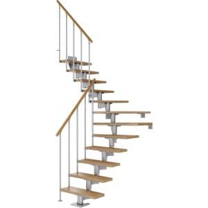 Dolle Mittelholmtreppe Cork Eiche Perlgrau GH b. 315 cm 1/4 Gewendelt 75 cm FSC