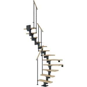 Dolle Mittelholmtreppe Dublin Ahorn Anthrazit GH bis 315 cm 1/2 Gewendelt 65 cm