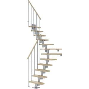 Dolle Mittelholmtreppe Dublin Ahorn Perlgrau GH bis 270 cm 1/4 Gewendelt 75 cm
