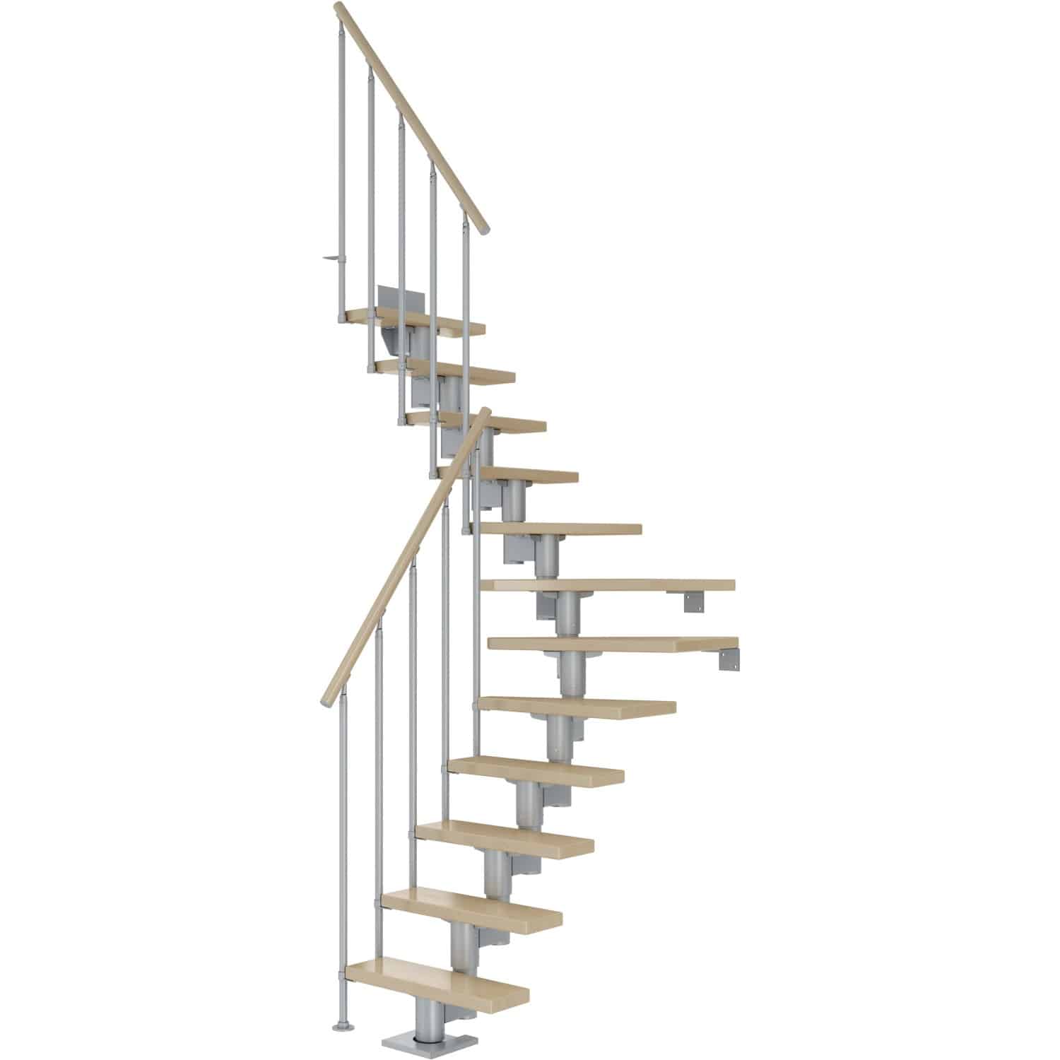 Dolle Mittelholmtreppe Dublin Ahorn Perlgrau GH bis 315 cm 1/4 Gewendelt 75 cm