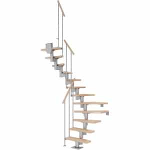 Dolle Mittelholmtreppe Dublin Buche Perlgrau GH bis 315 cm 1/2gew. 65 cm FSC®