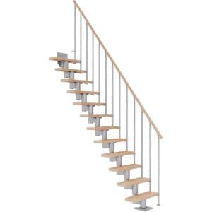 Dolle Mittelholmtreppe Dublin Buche Perlgrau GH bis 337 cm Gerade 75 cm FSC