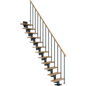 Dolle Mittelholmtreppe Dublin Eiche Anthrazit GH bis 270 cm Gerade 65 cm FSC
