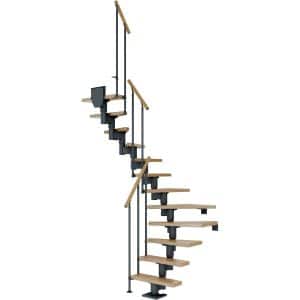 Dolle Mittelholmtreppe Dublin Eiche Anthrazit GH bis 337 cm 1/2gew. 65 cm FSC®