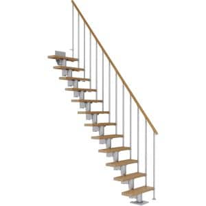 Dolle Mittelholmtreppe Dublin Eiche Perlgrau GH bis 315 cm Gerade 75 cm FSC