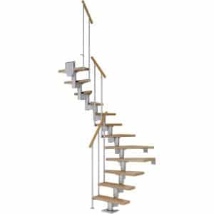 Dolle Mittelholmtreppe Dublin Eiche Perlgrau GH bis 337 cm 1/2gew. 65 cm FSC®