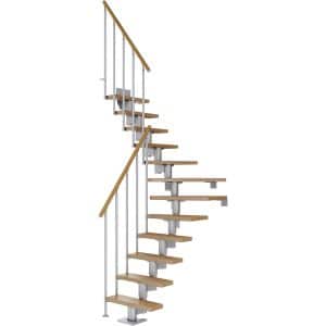 Dolle Mittelholmtreppe Dublin Eiche Perlgrau GH bis 337 cm 1/4gew. 65 cm FSC®