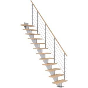Dolle Mittelholmtreppe Frankfurt Buche Perlgrau GH bis 279 cm Gerade 75 cm FSC