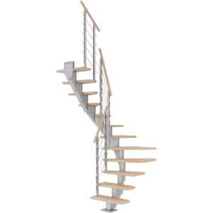 Dolle Mittelholmtreppe Frankfurt Buche Perlgrau GH bis 301 cm 1/2gew. 75 cm FSC®