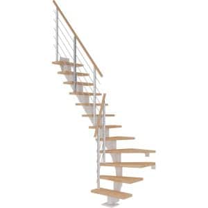 Dolle Mittelholmtreppe Frankfurt Buche Weiß GH b. 279cm 1/4 Gewendelt 65cm FSC