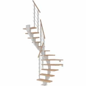 Dolle Mittelholmtreppe Frankfurt Buche Weiß GH b. 301cm 1/2 Gewendelt 75cm FSC