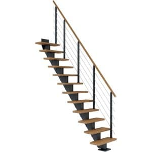 Dolle Mittelholmtreppe Frankfurt Eiche Anthrazit GH bis 301 cm Gerade 65 cm FSC