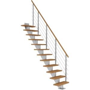 Dolle Mittelholmtreppe Frankfurt Eiche Perlgrau GH bis 279 cm Gerade 75 cm FSC