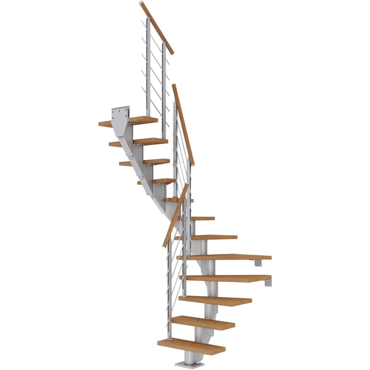 Dolle Mittelholmtreppe Frankfurt Eiche Perlgrau GH bis 301 cm 1/2gew. 65 cm FSC®