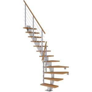 Dolle Mittelholmtreppe Frankfurt Eiche Perlgrau GH bis 301 cm 1/4gew. 75 cm FSC®