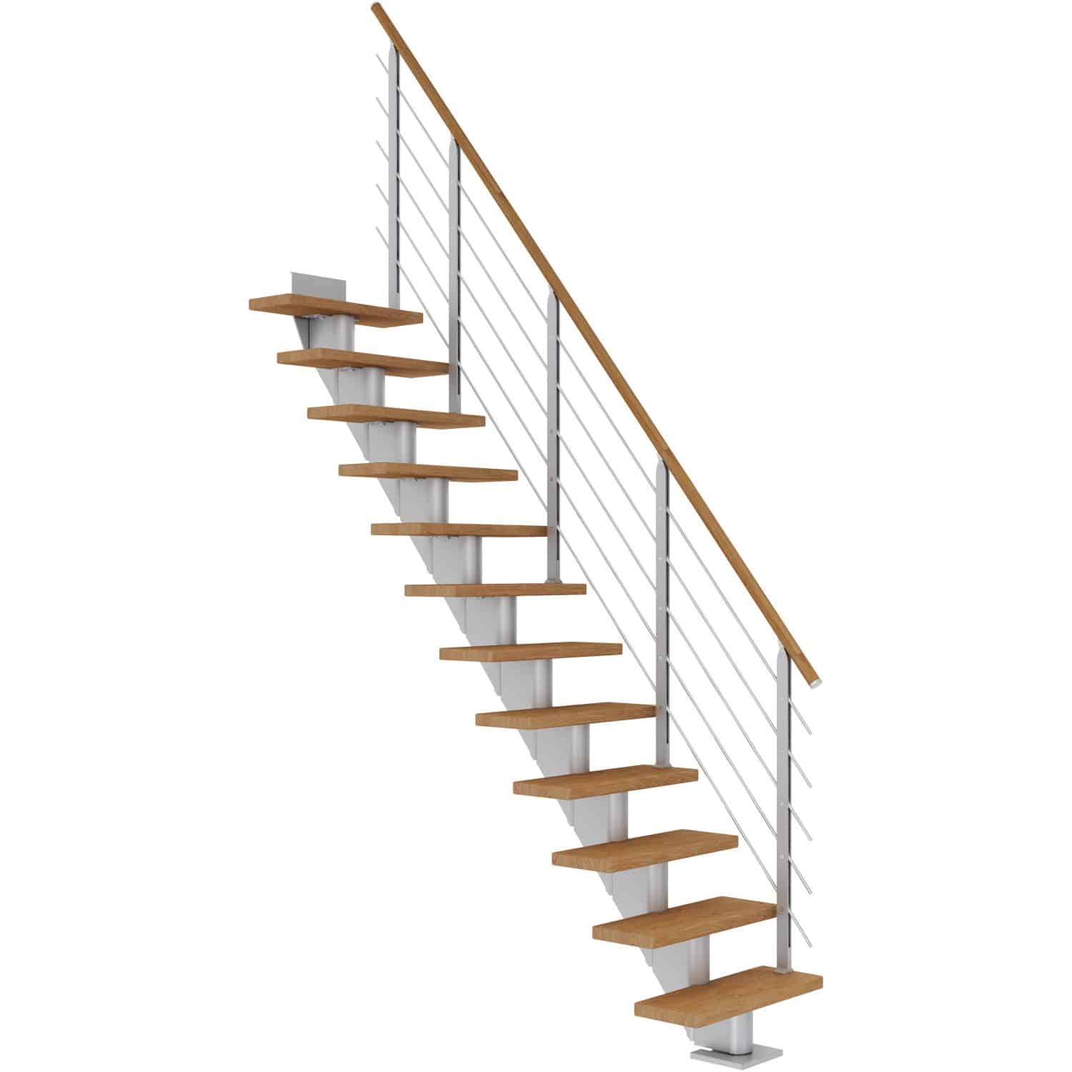 Dolle Mittelholmtreppe Frankfurt Eiche Perlgrau GH bis 301 cm Gerade 65 cm FSC