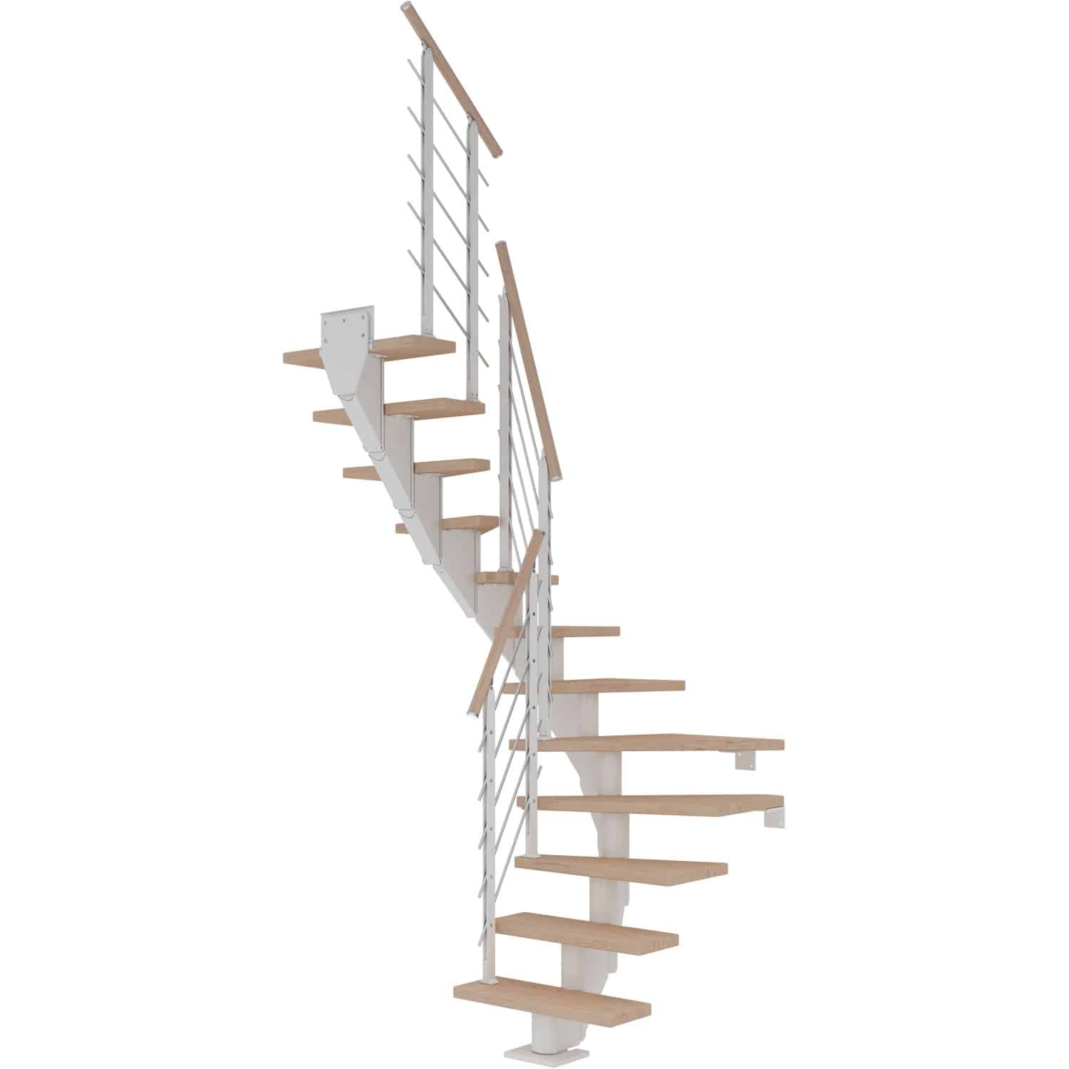 Dolle Mittelholmtreppe Frankfurt Eiche Weiß GH b. 258cm 1/2 Gewendelt 75cm FSC