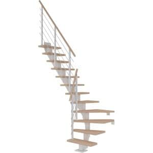 Dolle Mittelholmtreppe Frankfurt Eiche Weiß GH b. 258cm 1/4 Gewendelt 65cm FSC