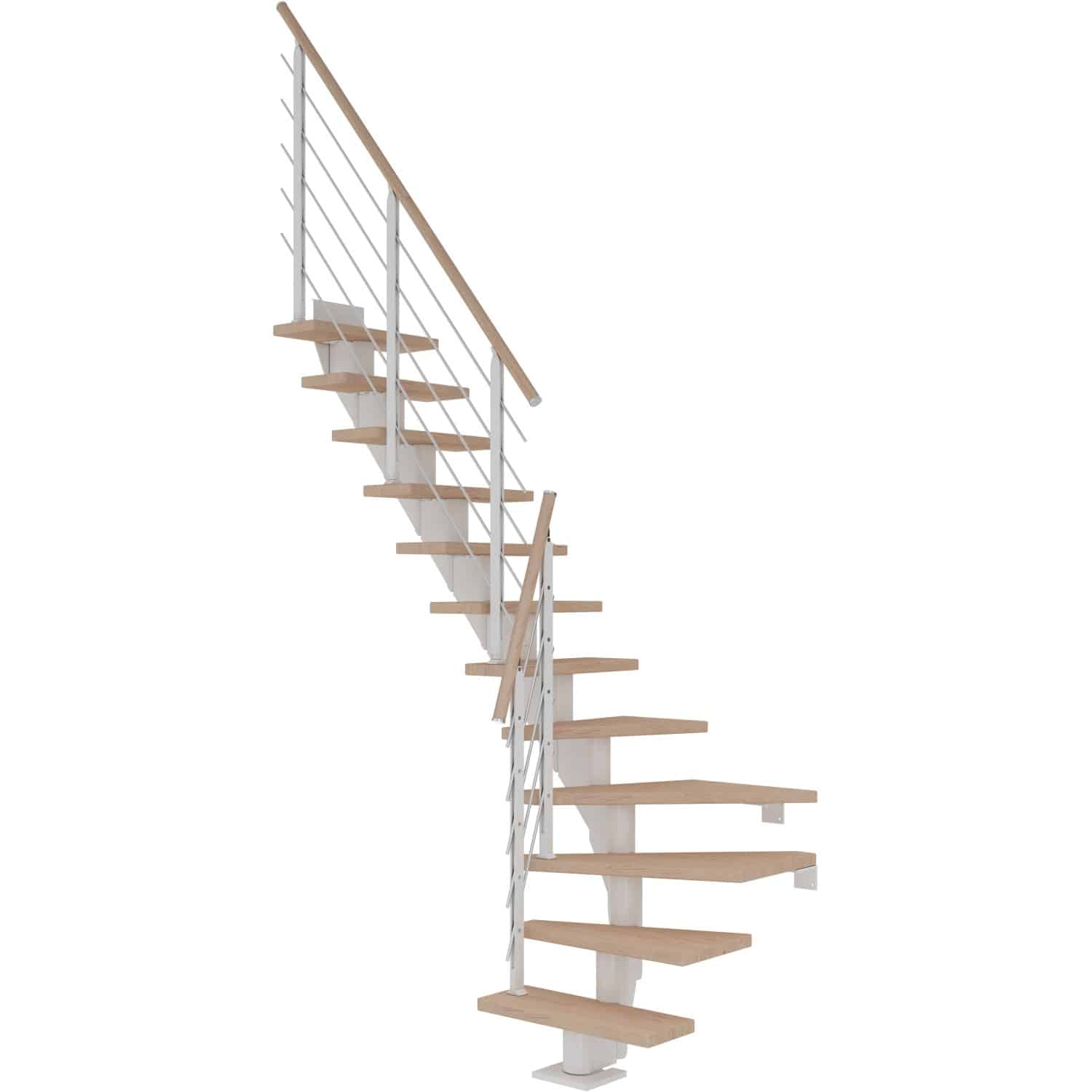 Dolle Mittelholmtreppe Frankfurt Eiche Weiß GH b. 279cm 1/4 Gewendelt 75cm FSC